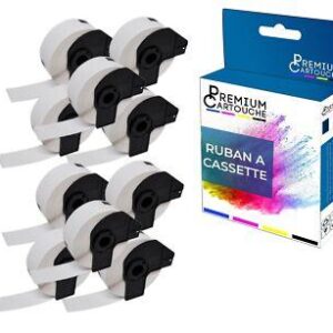 Ruban DK11203 pour Brother compatible noir sur fond blanc x 10 ruban d'étiquett