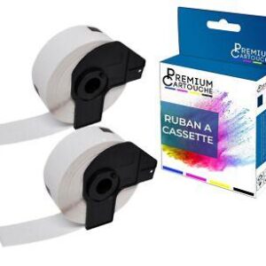 Ruban DK11203 pour Brother compatible noir sur fond blanc x 2 ruban d'étiquette