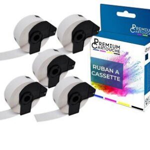 Ruban DK11204 pour Brother compatible noir sur fond blanc x 5 ruban d'étiquette