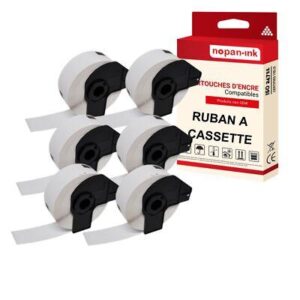 Ruban DK11204 pour Brother compatible noir sur fond blanc x 6 ruban d'étiquette