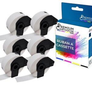 Ruban DK11204 pour Brother compatible noir sur fond blanc x 6 ruban d'étiquette