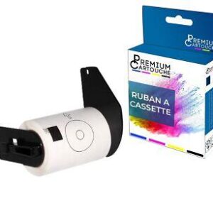 Ruban DK11207 pour Brother compatible noir sur fond blanc x 1 ruban d'étiquette