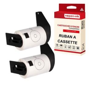 Ruban DK11207 pour Brother compatible noir sur fond blanc x 2 ruban d'étiquette