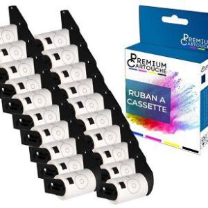 Ruban DK11207 pour Brother compatible noir sur fond blanc x 20 ruban d'étiquett