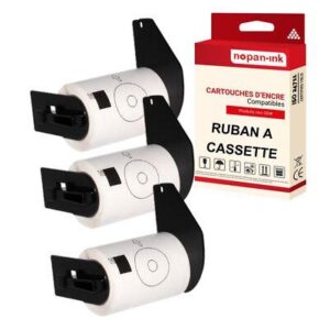 Ruban DK11207 pour Brother compatible noir sur fond blanc x 3 ruban d'étiquette