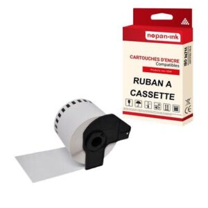 Ruban DK22205 pour Brother compatible noir sur fond blanc x 1 ruban d'étiquette