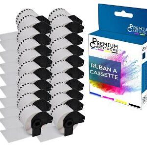 Ruban DK22205 pour Brother compatible noir sur fond blanc x 20 ruban d'étiquett