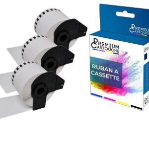 Ruban DK22205 pour Brother compatible noir sur fond blanc x 3 ruban d'étiquette
