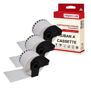 Ruban DK22205 pour Brother compatible noir sur fond blanc x 3 ruban d'étiquette