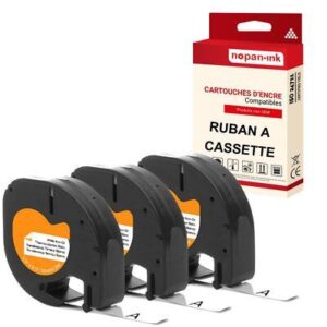 Ruban S0718850 S0718840 18768 18769 pour DYMO Letratag compatible noir sur fond