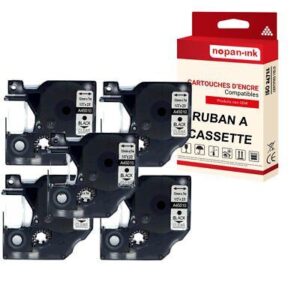 Ruban S0720500 45010 pour DYMO Letratag D1 compatible noir sur fond transparent