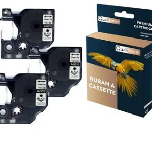 Ruban S0720500 45010 pour DYMO Letratag D1 compatible noir sur fond transparent