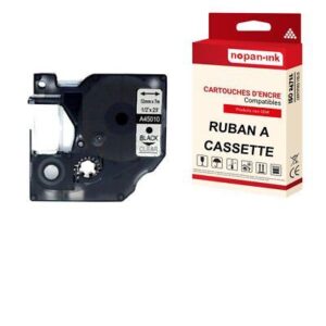 Ruban S0720500 45010 pour DYMO Letratag D1 compatible noir sur fond transparent