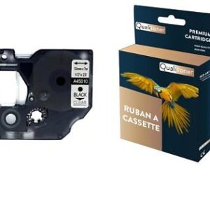 Ruban S0720500 45010 pour DYMO Letratag D1 compatible noir sur fond transparent