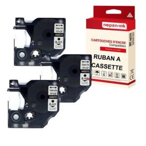 Ruban S0720500 45010 pour DYMO Letratag D1 compatible noir sur fond transparent