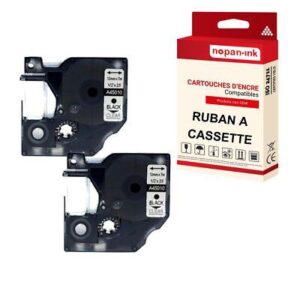 Ruban S0720500 45010 pour DYMO Letratag D1 compatible noir sur fond transparent