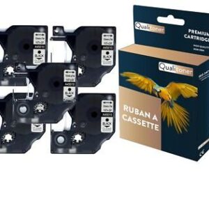 Ruban S0720500 45010 pour DYMO Letratag D1 compatible noir sur fond transparent