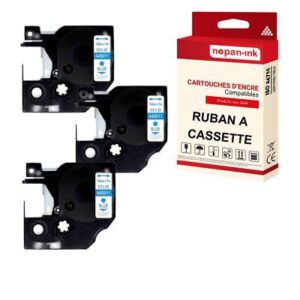 Ruban S0720510 45011 pour DYMO Letratag D1 compatible bleu sur fond transparent