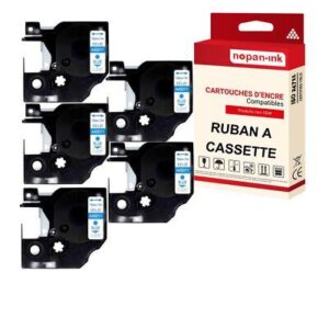 Ruban S0720510 45011 pour DYMO Letratag D1 compatible bleu sur fond transparent