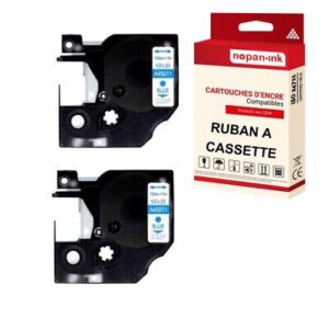 Ruban S0720510 45011 pour DYMO Letratag D1 compatible bleu sur fond transparent