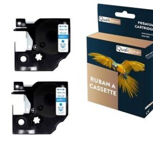 Ruban S0720510 45011 pour DYMO Letratag D1 compatible bleu sur fond transparent