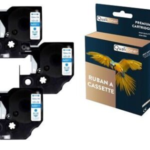 Ruban S0720510 45011 pour DYMO Letratag D1 compatible bleu sur fond transparent