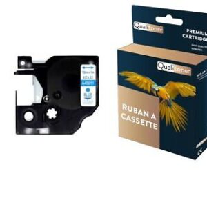 Ruban S0720510 45011 pour DYMO Letratag D1 compatible bleu sur fond transparent