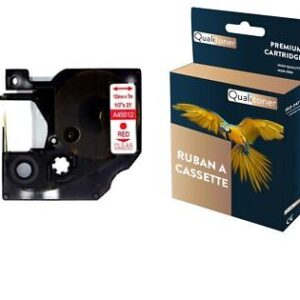 Ruban S0720520 45012 pour DYMO Letratag D1 compatible rouge sur fond transparen