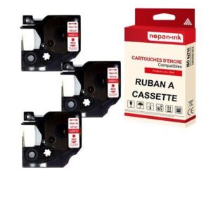 Ruban S0720520 45012 pour DYMO Letratag D1 compatible rouge sur fond transparen