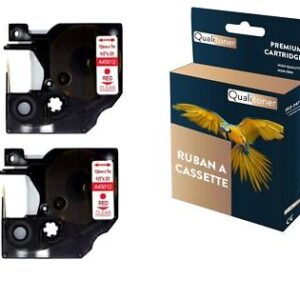 Ruban S0720520 45012 pour DYMO Letratag D1 compatible rouge sur fond transparen