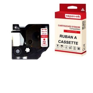 Ruban S0720520 45012 pour DYMO Letratag D1 compatible rouge sur fond transparen