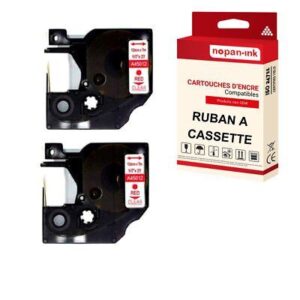 Ruban S0720520 45012 pour DYMO Letratag D1 compatible rouge sur fond transparen