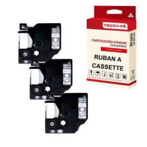 Ruban S0720600 45020 pour DYMO Letratag D1 compatible blanc sur fond transparen