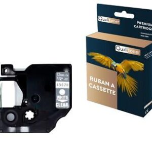 Ruban S0720600 45020 pour DYMO Letratag D1 compatible blanc sur fond transparen