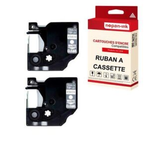 Ruban S0720600 45020 pour DYMO Letratag D1 compatible blanc sur fond transparen