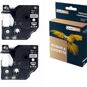 Ruban S0720610 45021 pour DYMO Letratag D1 compatible blanc sur fond noir x 2 p