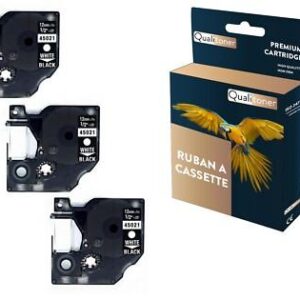Ruban S0720610 45021 pour DYMO Letratag D1 compatible blanc sur fond noir x 3 p