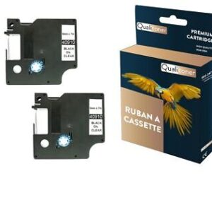 Ruban S0720670 40910 pour DYMO Letratag D1 compatible noir sur fond transparent