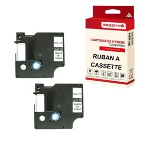 Ruban S0720670 40910 pour DYMO Letratag D1 compatible noir sur fond transparent