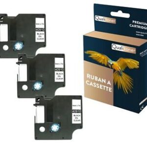 Ruban S0720670 40910 pour DYMO Letratag D1 compatible noir sur fond transparent