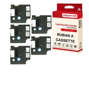 Ruban S0720670 40910 pour DYMO Letratag D1 compatible noir sur fond transparent