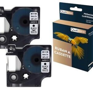 Ruban S0720680 40913 pour DYMO Letratag D1 compatible noir sur fond blanc x 2 p