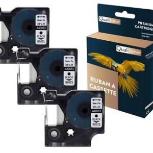 Ruban S0720680 40913 pour DYMO Letratag D1 compatible noir sur fond blanc x 3 p