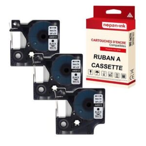 Ruban S0720680 40913 pour DYMO Letratag D1 compatible noir sur fond blanc x 3 p