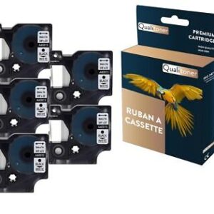 Ruban S0720680 40913 pour DYMO Letratag D1 compatible noir sur fond blanc x 5 p