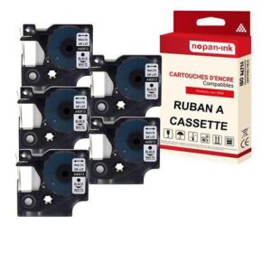 Ruban S0720680 40913 pour DYMO Letratag D1 compatible noir sur fond blanc x 5 p