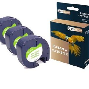 Ruban S0721510 91200 pour DYMO Letratag compatible noir sur fond blanc x 3 pour