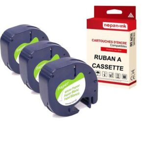 Ruban S0721510 91200 pour DYMO Letratag compatible noir sur fond blanc x 3 pour
