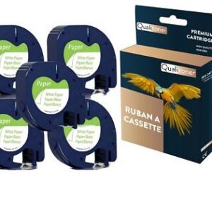 Ruban S0721510 91200 pour DYMO Letratag compatible noir sur fond blanc x 5 pour