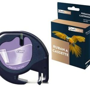 Ruban S0721530 12267 pour DYMO Letratag compatible noir sur fond transparent